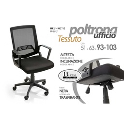 [GIC812712] Poltrona da ufficio nera cm 51 x 63 x 93 h regolabile