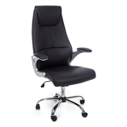 [B5710225] Poltrona direzionale da ufficio in ecopelle nero Camberra con braccioli