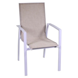 [V6457010000] Poltrona in alluminio e textline Cleveland bianco opaco