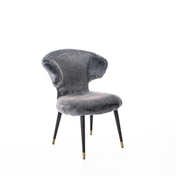 [OM/396/GS] Poltrona in pelliccia sintetica grigia e gambe in nero/oro