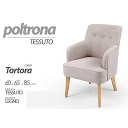 [GIC761270] Poltrona in tessuto da camera salotto piedi legno cm 60 x 65 x 85 h tortora