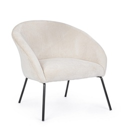 [B0735243] Poltrona metallo velluto bianco Aiko Velvet cm 80 x 76 x 75