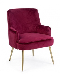 [B0743444] Poltrona moderna velluto bordeaux Clelia