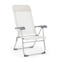 [B0815057] Poltrona sdraio da giardino in alluminio e tessuto Bianco CROSS 58x62,5x h110 cm