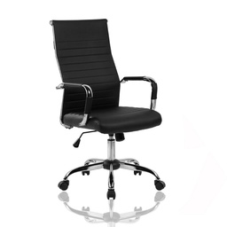 [FZ95112] Poltrona ufficio Folkvan con base cromata ecopelle nera