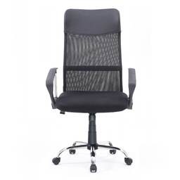 [FZ100384] Poltrona ufficio Reverso2 con rivestimento in ecopelle e schienale in rete nero  64x66x100 cm