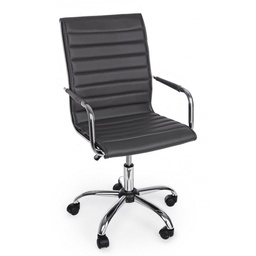 [B5710209] Poltrona ufficio con braccioli Perth grigio scuro in ecopelle
