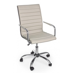 [B5710210] Poltrona ufficio con braccioli Perth tortora in ecopelle