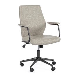 [B0710645] Poltrona ufficio schiemale basso ecopelle grigio chiaro Jamie