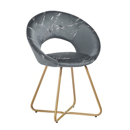 [FZ99749] Poltroncina Etere in velluto grigio con gambe in metallo dorato 65 x 60 x 82 cm