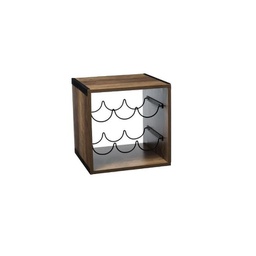[19921687] Porta bottiglie quadrato stile industrial in legno 31x31 cm
