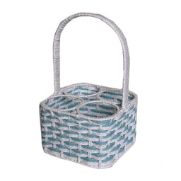 [V1723170000] Portabottiglie madeira azzurro 4p cm22x22h15/34
