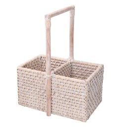 [V1726160000] Portabottiglie rattan algarve 2 posti bianco rettangolare cm24,5x14,5h13/31