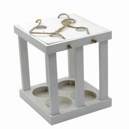 [V50226700BI] Portabottiglie vino legno bianco cm22,2x22,3h25,5