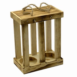 [V50226600RU] Portabottiglie vino legno rustico cm20,3x11,8h25,6