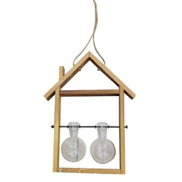 [V8534490000] Portafiori in legno con vetro 2 posti cm 25x6