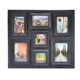 [V33047700NE] Portafoto muro nero multiplo 7p cm51,5x50x2