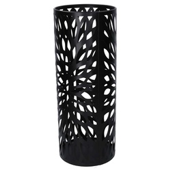 [V3505270000] Portaombrelli metallo foglie nero tondocm ø20h52