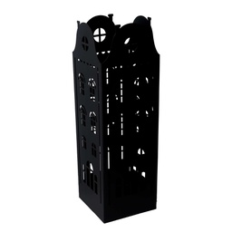 [V3505390000] Portaombrelli metallo palazzo nero quadro cm 15