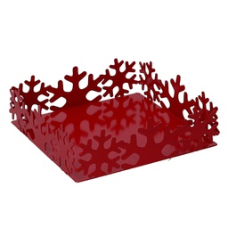 [V5925890000] Portatovaglioli metallo fiocco neve rosso quadrato cm16,5x16,5h5