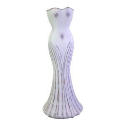 [V6368490000] Portavaso resina vestito bianco antico cm 55x55h140