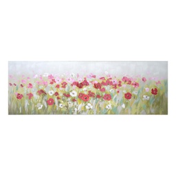 [V4614090000] Quadro dipinto fiori rettangolare cm 150 x 50 x h 4