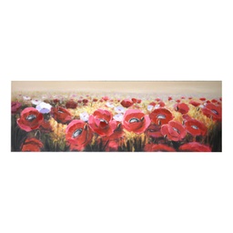 [V4614130000] Quadro dipinto papaveri e fiori bianchicm50x150x4