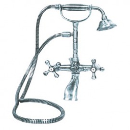 [FZ60438] Rubinetto miscelatore vasca da bagno con doccetta cromo h.32x18x16 cm