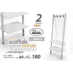 [GIC764813] Scaffale appendiabiti bianco industrial parete inclinato cm 64 x 45 x 180 h
