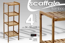 [GIC719929] Scaffale bamboo 4 ripiani ripostiglio lavanderia cm 34 x 33 x 110 h