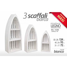 [GIC741456] Scaffale bianco barca set pz 3 arredo casa bar pub