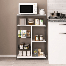 [FZ99156] Scaffale da cucina Nilufer nero e bianco