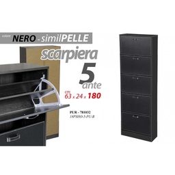 [GIC781032] Scarpiera 5 ribalte slim ecopelle nero design cm 180