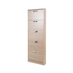 [A10369] Scarpiera Slim in legno nobilitato 5 ribalte olmo cm 180x65x15