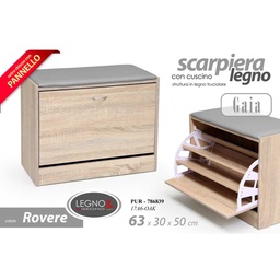 [GIC786839] Scarpiera da ingresso rovere a tre scomparti con cuscino seduta