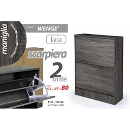 [GIC769160] Scarpiera grigio due ribalte con due divisori cm 63 x 24 x 80 h
