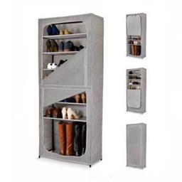 [1944485] Scarpiera in tessuto grigio 7 ripiani 68x30x160H cm Domopak