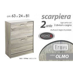 [GIC737916] Scarpiera olmo due ribalte con due divisori cm 63 x 24 x 81 h