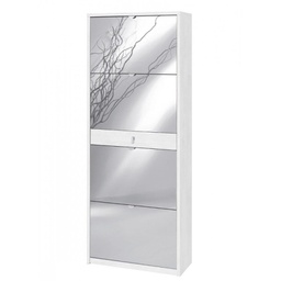 [OSK569OSSPK] Scarpiera quattro ante a specchio un cassetto Bianco Ossido 63x29x h164 cm