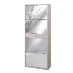 [OSK569OLSPK] Scarpiera quattro ante a specchio un cassetto Olmo Chiaro 63x29x h164 cm