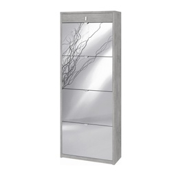 [ASK568CESPK] Scarpiera quattro ante a specchio un cassetto superiore Beton Cemento 63x29x h164 cm