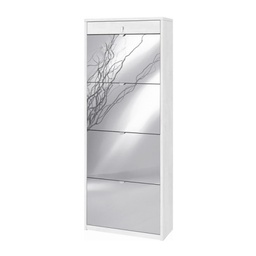 [ASK568OSSPK] Scarpiera quattro ante a specchio un cassetto superiore Bianco Ossido 63x29x h164 cm