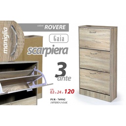[GIC769542] Scarpiera rovere tre ribalte con due divisori cm 63 x 24 x 120 h