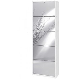 [OSK565OSSPK] Scarpiera slim salvaspazio cinque ante a specchio Bianco Ossido 63x29x h190 cm
