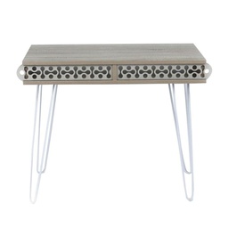 [FZ93772] Scrivania Ilia piedi in metallo bianco e piano rovere 96x51x75 HMT190642