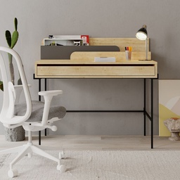 [FZ99513] Scrivania Leila rovere con dettagli antracite e cassetto, 101x60x110 cm
