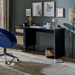 [EFFEZ99085] Scrivania Vienna30A nera con frontali effetto vimini EFFEZ