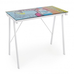 [B5710317] Scrivania Young Cartoon piano in vetro 113x58 cm