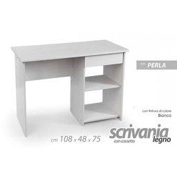 [GIC769894] Scrivania cameretta con cassetto e vano laterale bianca cm 108