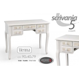 [GIC761058] Scrivania con 5 cassetti bianco shabby anticata cm 90 x 40 x 78.5 h
